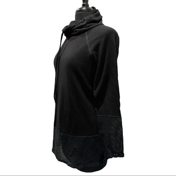 𝅺nux Ricky Black Cowl Neck Perforated Long Sleeve Pullover Sz L - Picture 4 of 14